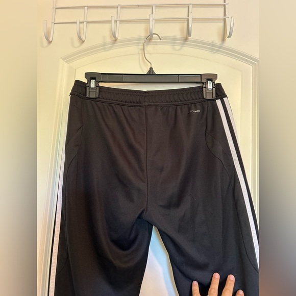 adidas Black skinny Track Pants with White Stripes with ankle zippers - Picture 4 of 7